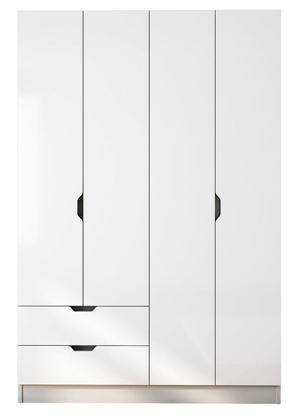 Bergen 4 Door 2 Drawers White Wardrobe-Wardrobe-Evuhome-Flat Pack (Self-Assembly)-Evuhome