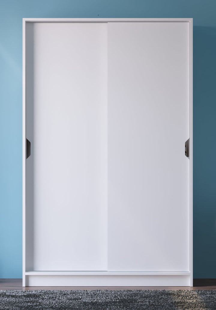Bergen Sliding Door White Wardrobe-Wardrobe-Evuhome-Flat Pack (Self-Assembly)-Evuhome