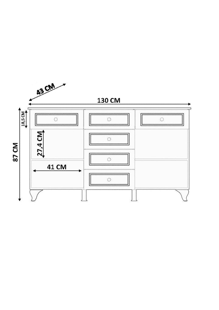 Maison 2 Door 6 Drawer Sideaboard Cabinet-Evuhome-Flat Pack (Self-Assembly)-Evuhome