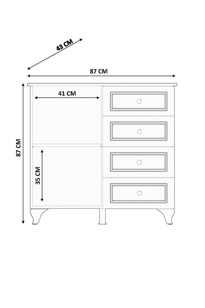 Maison 1 Door 4 Drawer Sideaboard Cabinet-Evuhome-Flat Pack (Self-Assembly)-Evuhome