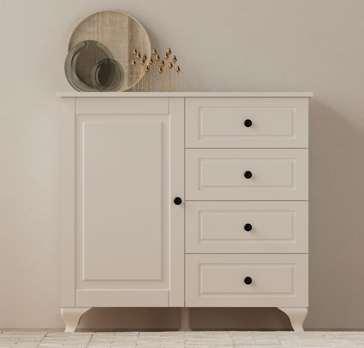 Maison 1 Door 4 Drawer Sideaboard Cabinet-Evuhome-Flat Pack (Self-Assembly)-Evuhome