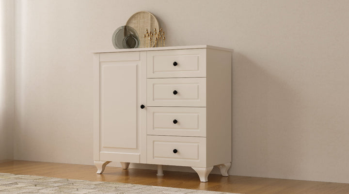 Maison 1 Door 4 Drawer Sideaboard Cabinet-Evuhome-Flat Pack (Self-Assembly)-Evuhome