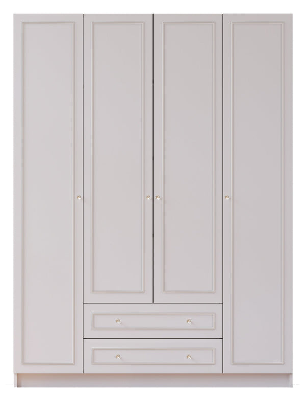 Giselle 4 Door 2 Drawer White Wardrobe-Wardrobe-Evuhome-Flat Pack (Self-Assembly)-Evuhome