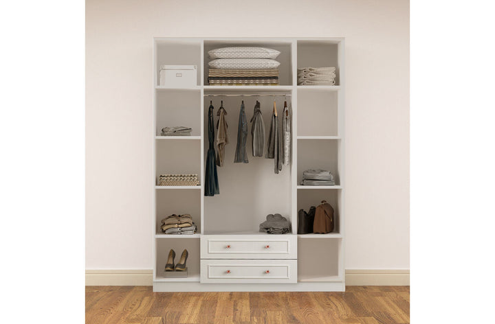 Giselle 4 Door 2 Drawer White Wardrobe-Wardrobe-Evuhome-Flat Pack (Self-Assembly)-Evuhome