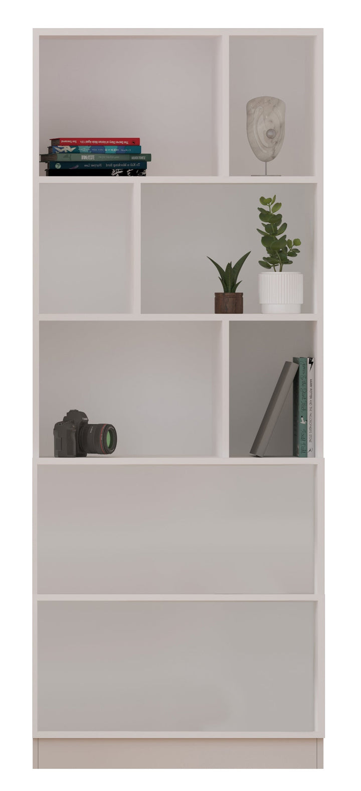 Giselle White Bookcase-Evuhome-Flat Pack (Self-Assembly)-Evuhome