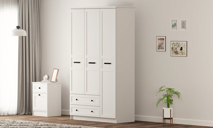 Daisy 3 Door 2 Drawer Wardrobe-Wardrobe-Evuhome-Flat Pack (Self-Assembly)-Evuhome