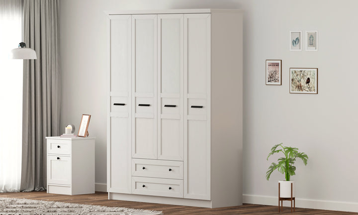 Daisy 4 Door 2 Drawer Wardrobe-Wardrobe-Evuhome-Flat Pack (Self-Assembly)-Evuhome