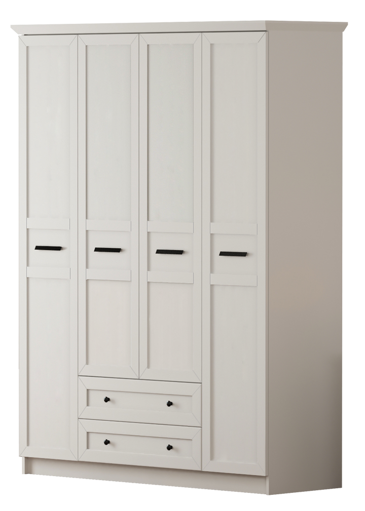 Daisy 4 Door 2 Drawer Wardrobe-Wardrobe-Evuhome-Flat Pack (Self-Assembly)-Evuhome