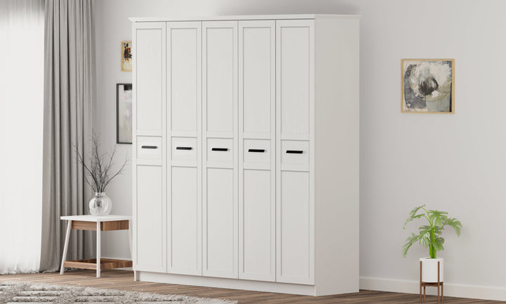 Daisy 5 Door Wardrobe-Wardrobe-Evuhome-Flat Pack (Self-Assembly)-Evuhome