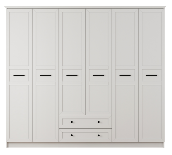 Daisy Xl 6 Door 2 Drawer Wardrobe-Wardrobe-Evuhome-Flat Pack (Self-Assembly)-Evuhome
