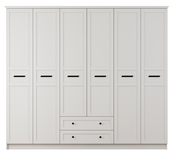 Daisy Xl 6 Door 2 Drawer Wardrobe-Wardrobe-Evuhome-Flat Pack (Self-Assembly)-Evuhome