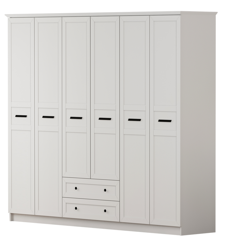 Daisy Xl 6 Door 2 Drawer Wardrobe-Wardrobe-Evuhome-Flat Pack (Self-Assembly)-Evuhome