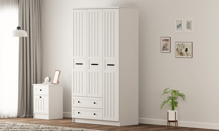 Vienna Xl 3 Door 2 Drawer Wardrobe-Wardrobe-Evuhome-Flat Pack (Self-Assembly)-Evuhome