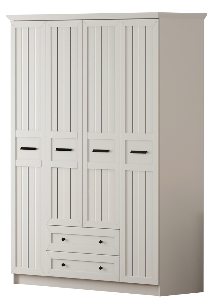 Vienna 4 Door 2 Drawer Wardrobe-Wardrobe-Evuhome-Flat Pack (Self-Assembly)-Evuhome