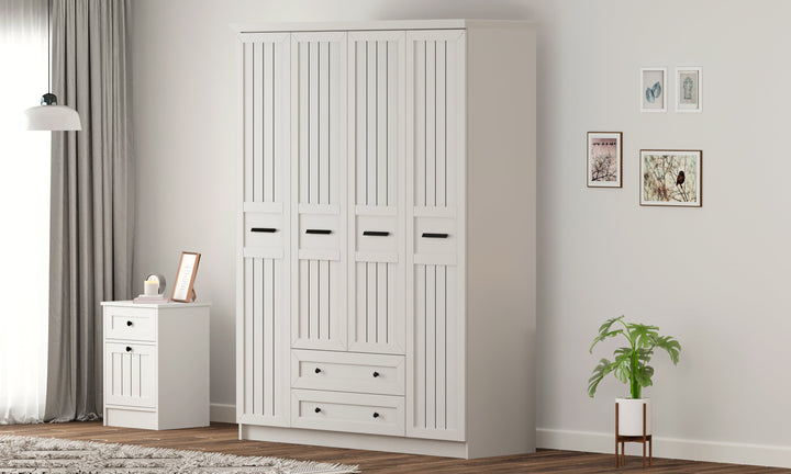 Vienna Xl 4 Door 2 Drawer Wardrobe-Wardrobe-Evuhome-Flat Pack (Self-Assembly)-Evuhome