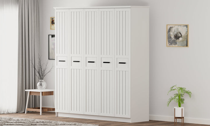 Vienna 5 Door Wardrobe-Wardrobe-Evuhome-Flat Pack (Self-Assembly)-Evuhome