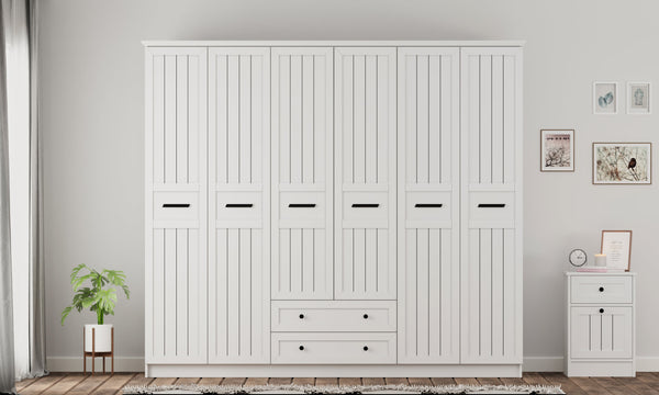 Vienna 6 Door 2 Drawer Wardrobe-Wardrobe-Evuhome-Flat Pack (Self-Assembly)-Evuhome