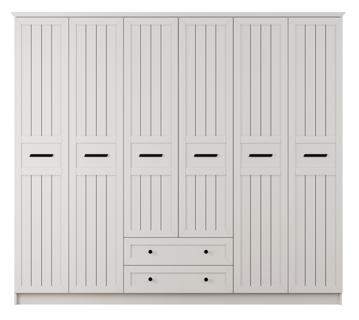 Vienna 6 Door 2 Drawer Wardrobe-Wardrobe-Evuhome-Flat Pack (Self-Assembly)-Evuhome