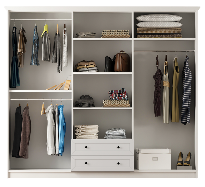 Vienna 6 Door 2 Drawer Wardrobe-Wardrobe-Evuhome-Flat Pack (Self-Assembly)-Evuhome