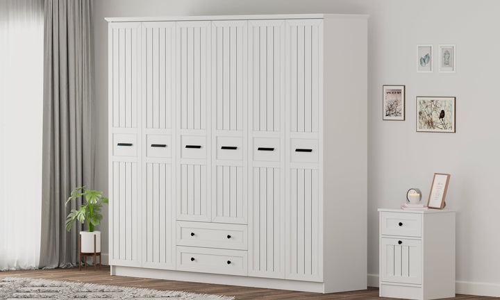 Vienna 6 Door 2 Drawer Wardrobe-Wardrobe-Evuhome-Flat Pack (Self-Assembly)-Evuhome