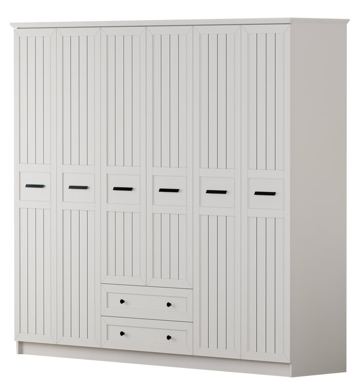 Vienna 6 Door 2 Drawer Wardrobe-Wardrobe-Evuhome-Flat Pack (Self-Assembly)-Evuhome