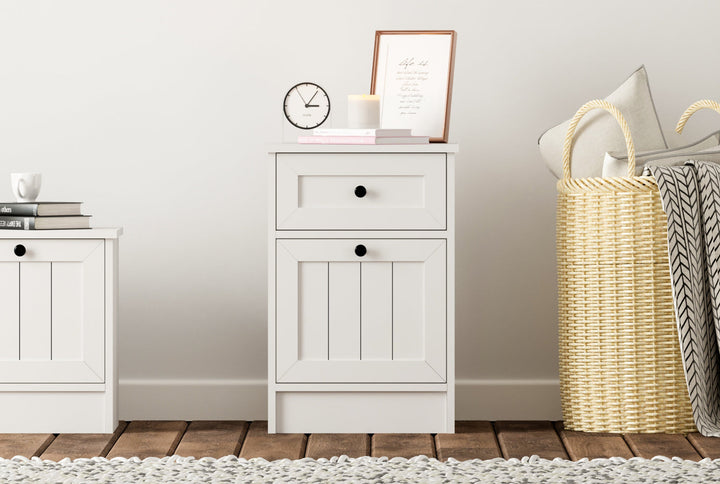 Vienna 1 Door 1 Drawer Bedside Table-Evuhome-Flat Pack (Self-Assembly)-Evuhome