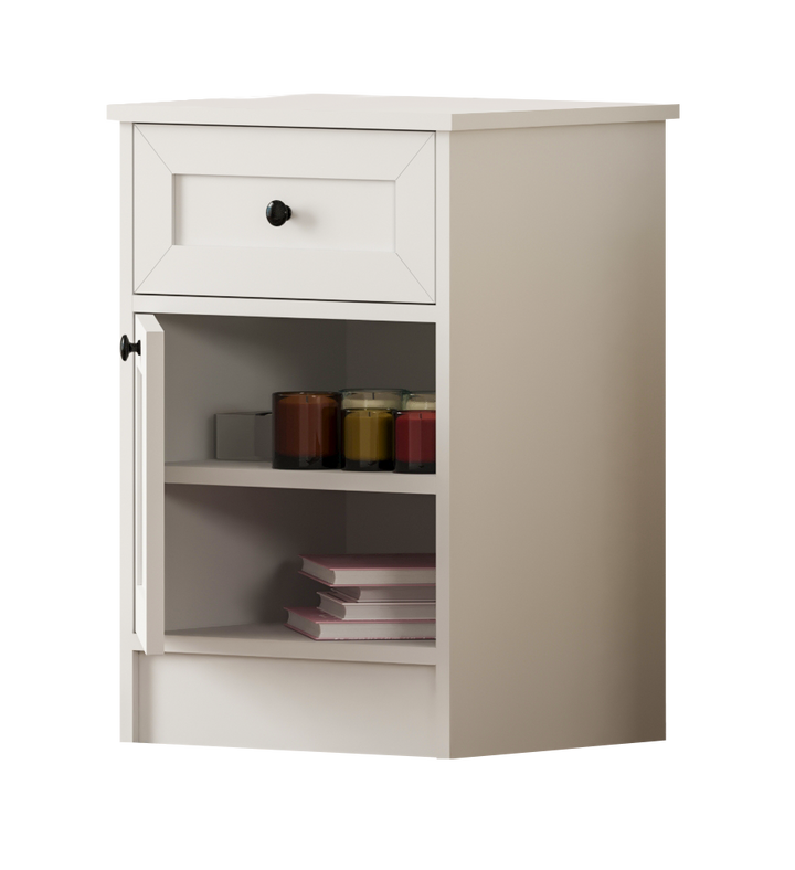 Vienna 1 Door 1 Drawer Bedside Table-Evuhome-Flat Pack (Self-Assembly)-Evuhome