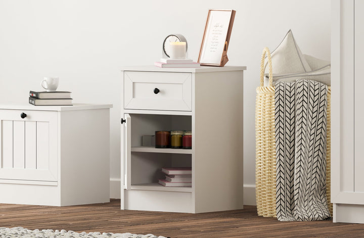 Vienna 1 Door 1 Drawer Bedside Table-Evuhome-Flat Pack (Self-Assembly)-Evuhome