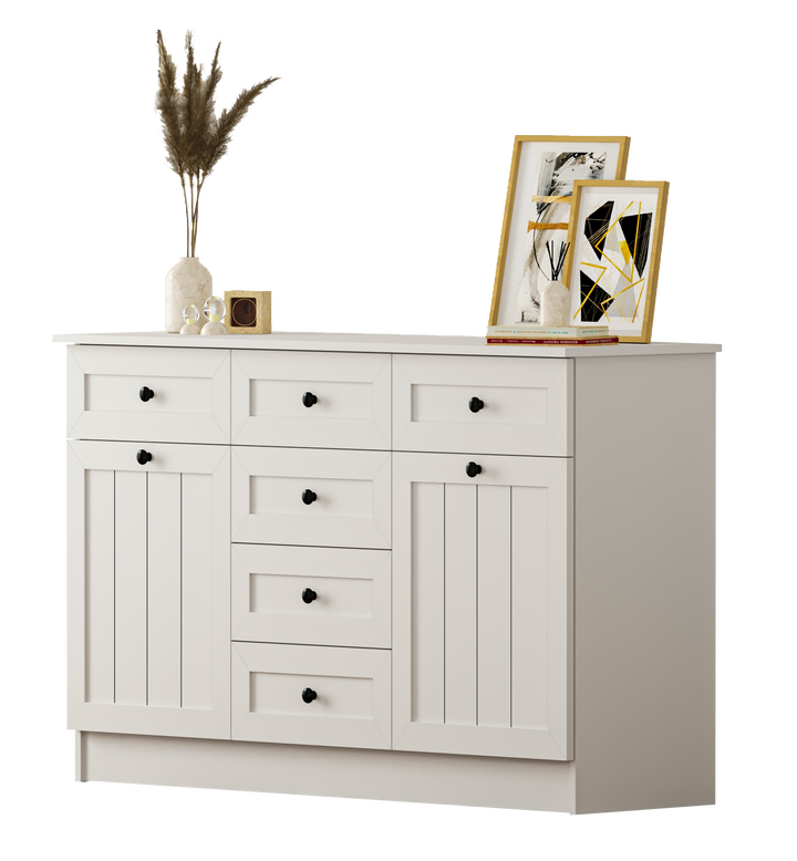 Vienna 2 Door 6 Drawer Sideboard Cabinet-Evuhome-Flat Pack (Self-Assembly)-Evuhome