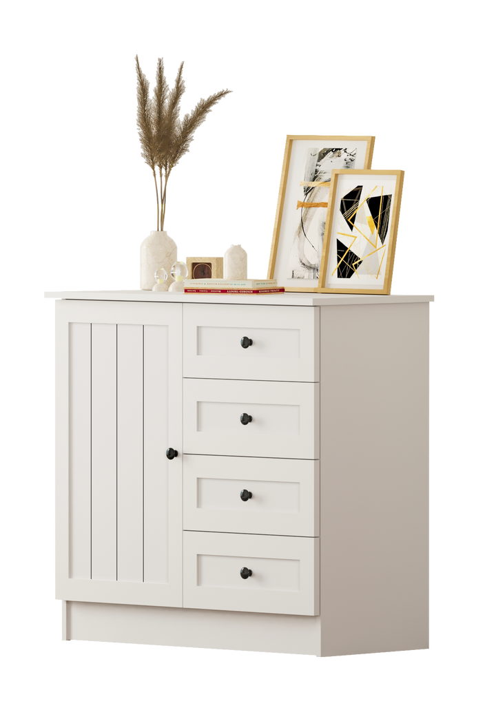Vienna 1 Door 4 Drawer Sideboard Cabinet-Evuhome-Flat Pack (Self-Assembly)-Evuhome