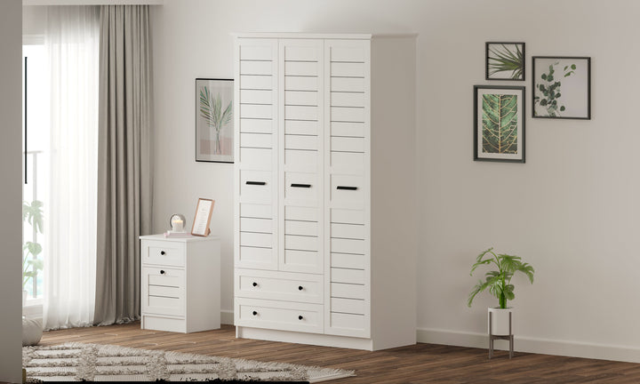 Venice Xl 3 Door 2 Drawer Wardrobe-Wardrobe-Evuhome-Flat Pack (Self-Assembly)-Evuhome