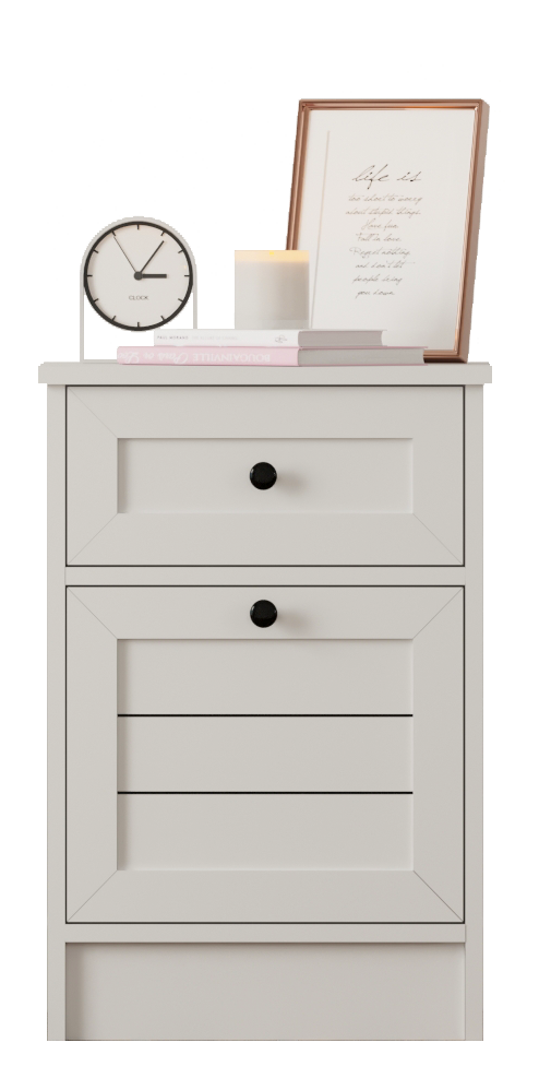 Venice 1 Door 1 Drawer Bedside Table-Evuhome-Flat Pack (Self-Assembly)-Evuhome