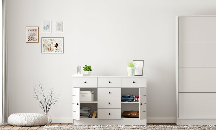 Sabro 2 Door 6 Drawer Sideboard Cabinet-Evuhome-Flat Pack (Self-Assembly)-Evuhome