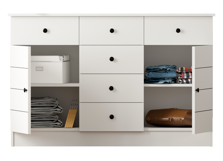 Sabro 2 Door 6 Drawer Sideboard Cabinet-Evuhome-Flat Pack (Self-Assembly)-Evuhome