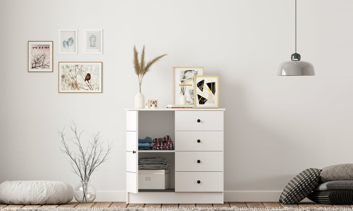 Sabro 1 Door 4 Drawer Sideboard Cabinet-Evuhome-Flat Pack (Self-Assembly)-Evuhome