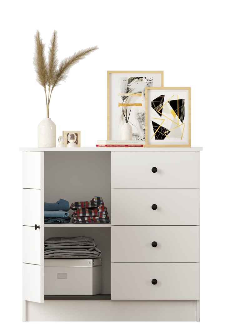 Sabro 1 Door 4 Drawer Sideboard Cabinet-Evuhome-Flat Pack (Self-Assembly)-Evuhome