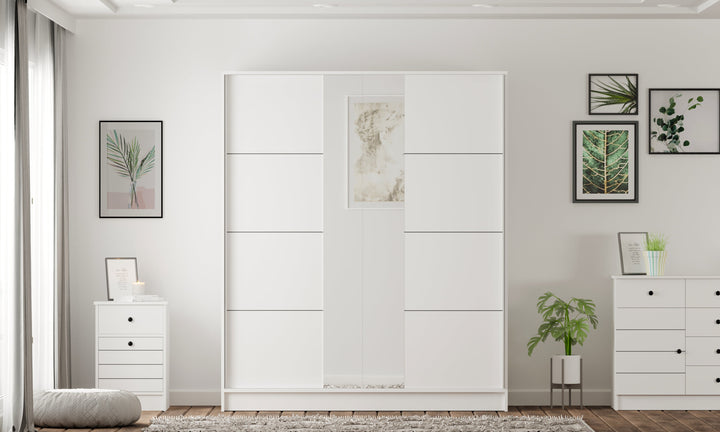 Sabro Mirrored Sliding Door Wardrobe-Wardrobe-Evuhome-Flat Pack (Self-Assembly)-Evuhome