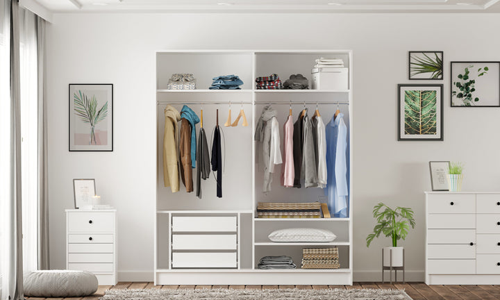 Sabro Mirrored Sliding Door Wardrobe-Wardrobe-Evuhome-Flat Pack (Self-Assembly)-Evuhome