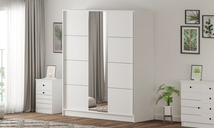 Sabro Mirrored Sliding Door Wardrobe-Wardrobe-Evuhome-Flat Pack (Self-Assembly)-Evuhome