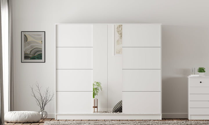 Sabro Xl Mirrored Sliding Door Wardrobe-Wardrobe-Evuhome-Flat Pack (Self-Assembly)-Evuhome
