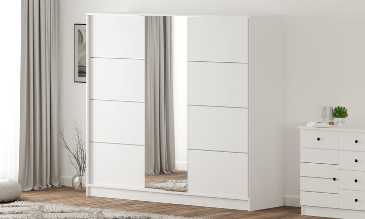 Sabro Xl Mirrored Sliding Door Wardrobe-Wardrobe-Evuhome-Flat Pack (Self-Assembly)-Evuhome