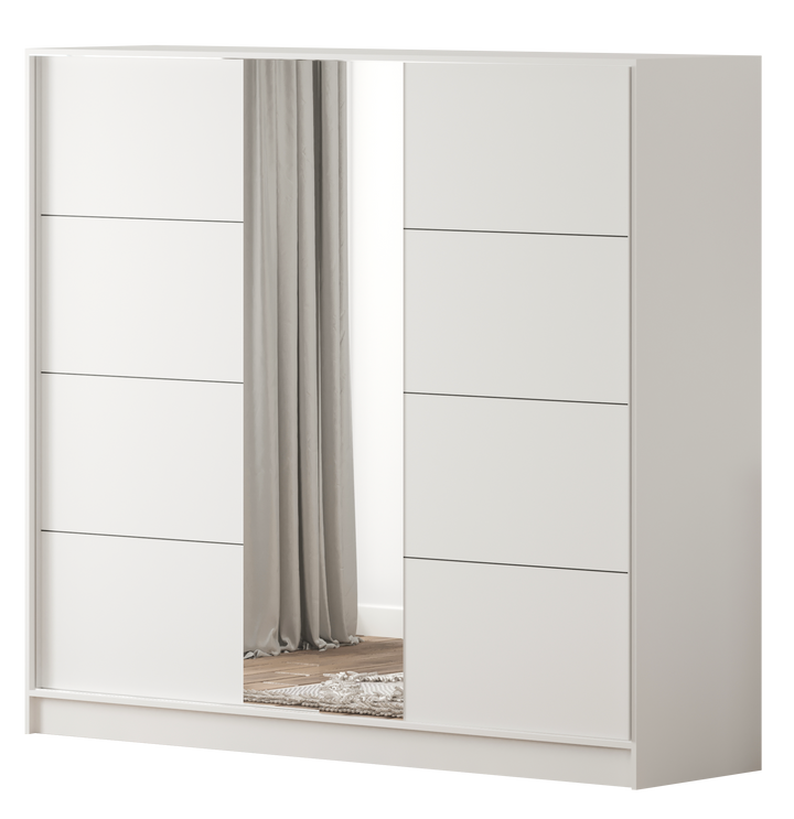 Sabro Xl Mirrored Sliding Door Wardrobe-Wardrobe-Evuhome-Fully Assembled-Evuhome