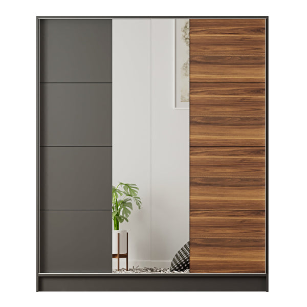 Milano Mirrored Sliding Door Wardrobe-Wardrobe-Evuhome-Flat Pack (Self-Assembly)-Evuhome