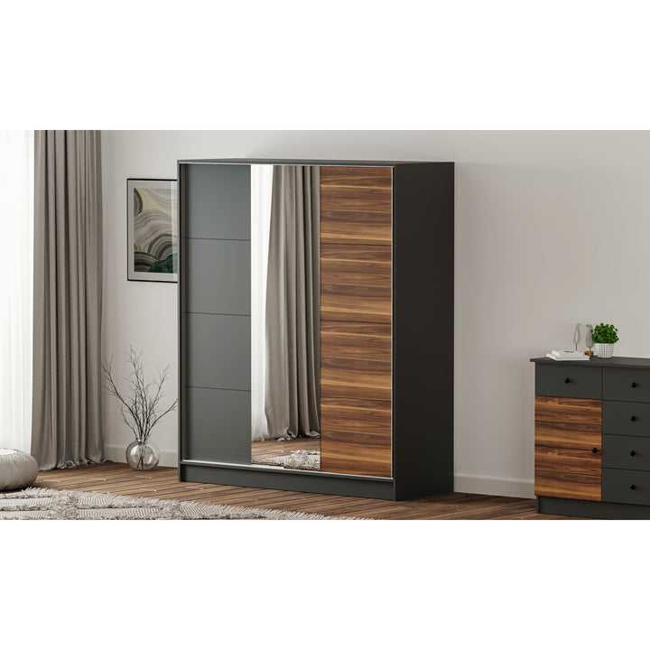 Milano Mirrored Sliding Door Wardrobe-Wardrobe-Evuhome-Flat Pack (Self-Assembly)-Evuhome