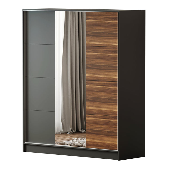 Milano Mirrored Sliding Door Wardrobe-Wardrobe-Evuhome-Flat Pack (Self-Assembly)-Evuhome