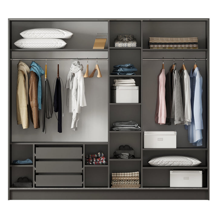 Milano Xl Mirrored Sliding Door Wardrobe-Wardrobe-Evuhome-Flat Pack (Self-Assembly)-Evuhome