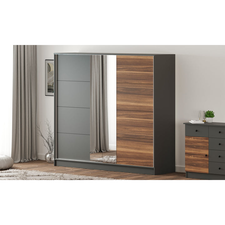 Milano Xl Mirrored Sliding Door Wardrobe-Wardrobe-Evuhome-Flat Pack (Self-Assembly)-Evuhome