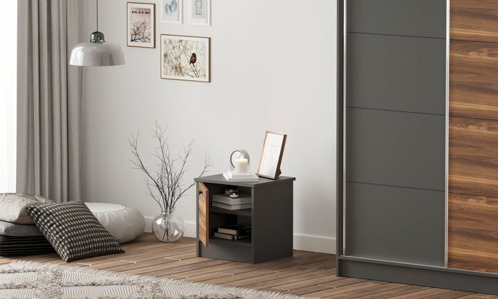 Milano 1 Door Bedside Table-Bedside Cabinet-Evuhome-Flat Pack (Self-Assembly)-Evuhome