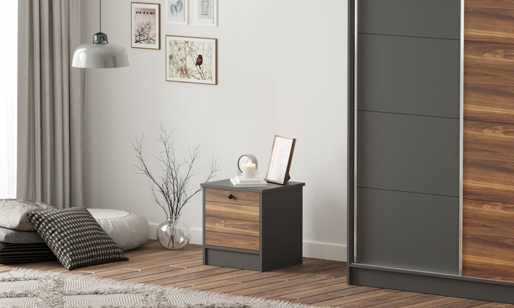 Milano 1 Door Bedside Table-Bedside Cabinet-Evuhome-Flat Pack (Self-Assembly)-Evuhome