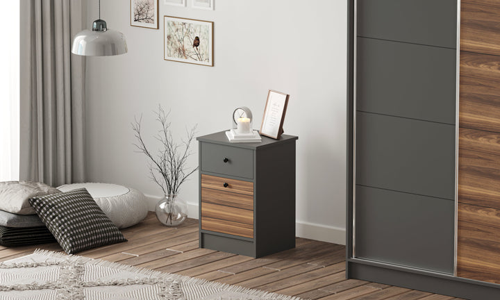 Milano 1 Door 1 Drawer Bedside Table-Bedside Cabinet-Evuhome-Flat Pack (Self-Assembly)-Evuhome